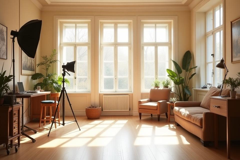 Vue intérieure lumineuse du studio photo à Paris