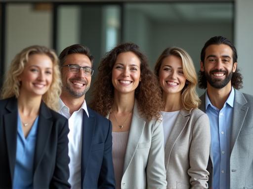Équipe professionnelle en lumière naturelle