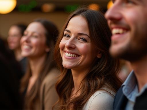 Sourires spontanés lors d’un événement professionnel
